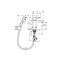Смеситель Hansgrohe Metris 100 для умывальника с гигиенической лейкой (31285000)