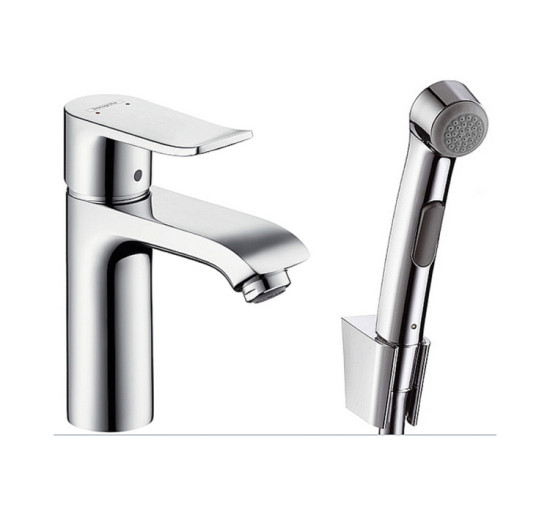 Смеситель Hansgrohe Metris 100 для умывальника с гигиенической лейкой (31285000)