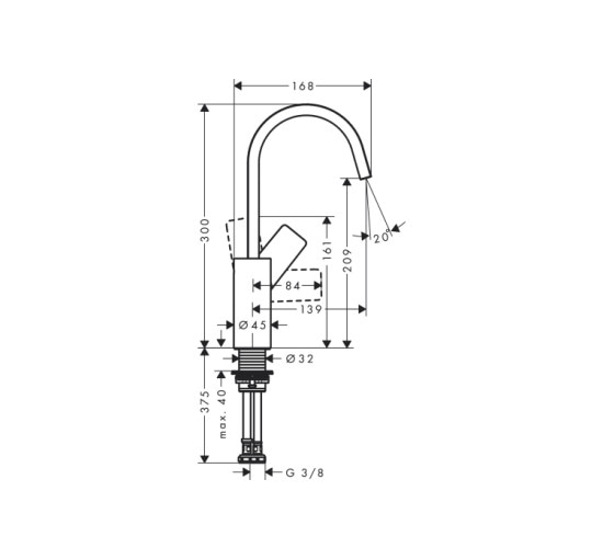 Змішувач Hansgrohe Vivenis 210 для умивальника з поворотним носиком Matt Black (75032670)