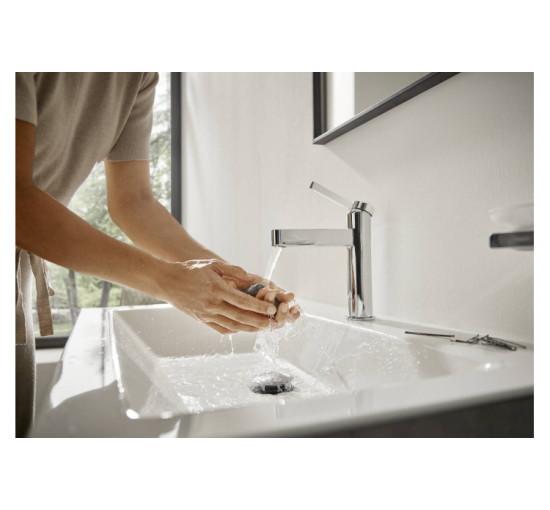 Смеситель Hansgrohe Finoris 100 для умывальника с донным клапаном push-open. Matt White (76010700)