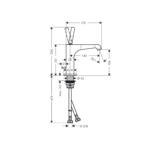 Смеситель Axor Citterio E 125 для раковины Stainless Steel Optic 36100800