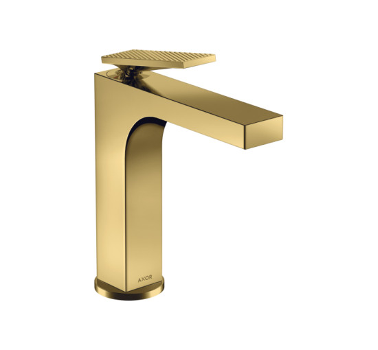 Смеситель Axor Citterio 160 Lever rhombic cut для раковины pop-up Polished Gold Optic 39071990