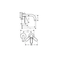 Смеситель Axor Uno для раковины из стены Loop излив 165 мм, Chrome 38121000
