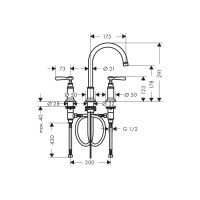 Змішувач Axor Montreux 180 для раковини на 3 отвори Lever хромований 16514000