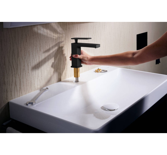 Смеситель hansgrohe Tecturis E для раковины без сливного гарнитура, только для холодной воды, черный матовый 73013670