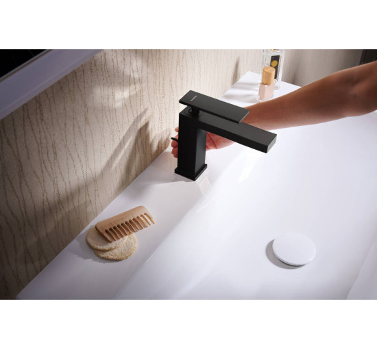 Смеситель hansgrohe Tecturis E для раковины без сливного гарнитура, только для холодной воды, черный матовый 73013670