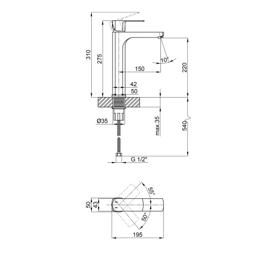 Змішувач для раковини Qtap Lipno 1023H101C