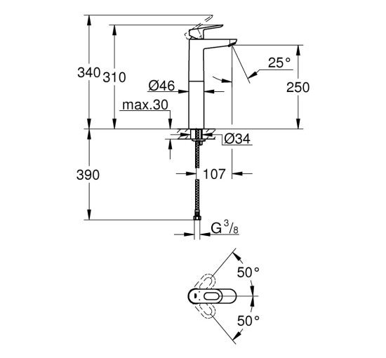 Змішувач для раковини Grohe BauLoop 23764000