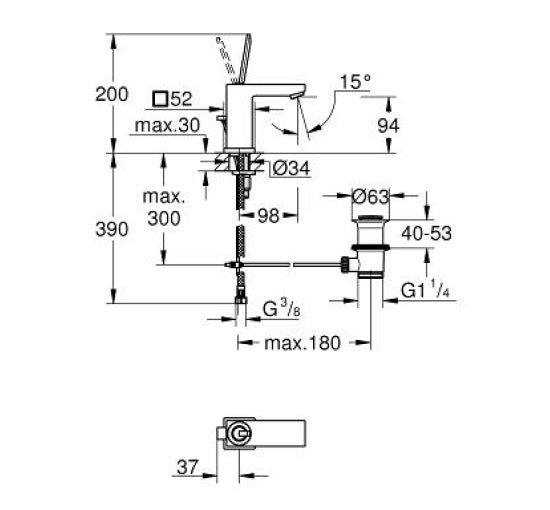 Смеситель для раковины Grohe Eurocube Joy (23654000)