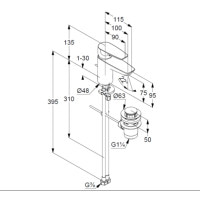 Смеситель для умывальника Kludi Pure Solid 75 хром, с д / к (343820575)