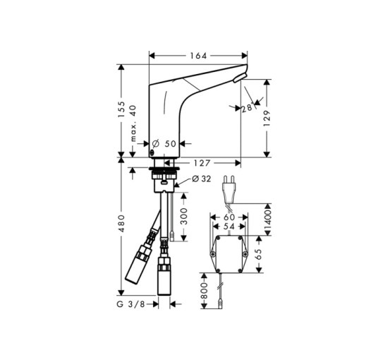 Змішувач Hansgrohe Focus сенсорний для умивальника , 230 V, без регулювання температури (31174000)