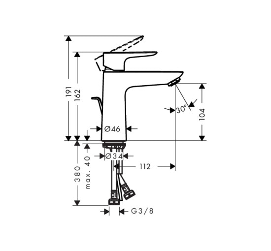 Змішувач Hansgrohe Talis E 110 для умивальника з донним клапаном pop-up Brushed Black (71710340)