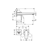 Смеситель Hansgrohe Metropol для раковины со стены скрытого монтажа 225 мм хромированный (32526000)