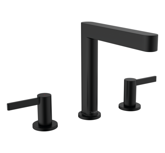 Смеситель Hansgrohe Finoris 160 для умывальника на 3 отверстия с донным клапаном push-open. Matt Black (76034670)
