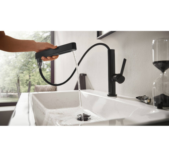 Смеситель Hansgrohe Finoris 230 для умывальника с поворотным выдвижным носиком 2JET и донным клапаном push-open. Chrome (76063000)