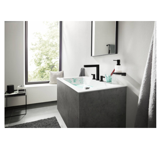 Смеситель Hansgrohe Finoris 160 для умывальника на 3 отверстия с донным клапаном push-open. Matt Black (76034670)