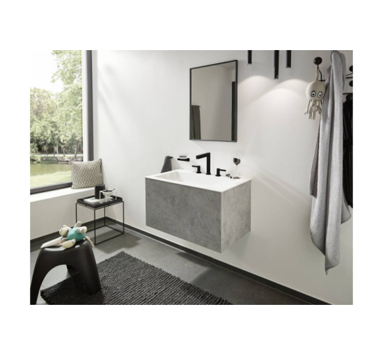 Смеситель Hansgrohe Finoris 160 для умывальника на 3 отверстия с донным клапаном push-open. Matt Black (76034670)