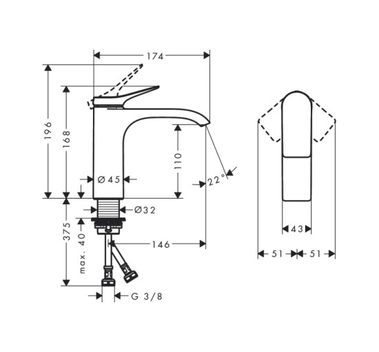 Смеситель Hansgrohe Vivenis 110 для умывальника Matt Black (75022670)