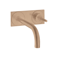 Змішувач Axor Uno для раковини зі стіни на пластині: вилив 165 мм, Brushed Red Gold 38112310