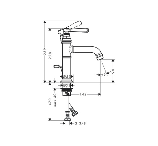 Смеситель Axor Montreux 100 для раковины Lever, Brushed Black Chrome 16515340