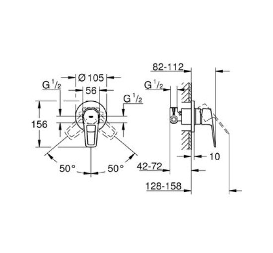 Змішувач прихованого монтажу GROHE BAULOOP хром латунь 105мм 29042001