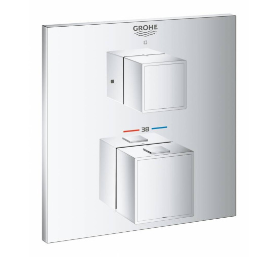 Наружная часть смесителя без скрытой части GROHE GROHTHERM CUBE хром латунь 158x158мм 24153000