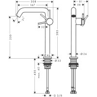 Смеситель hansgrohe Tecturis S CoolStart EcoSmart+ для раковины со сливным гарнитуром, хром 73370000