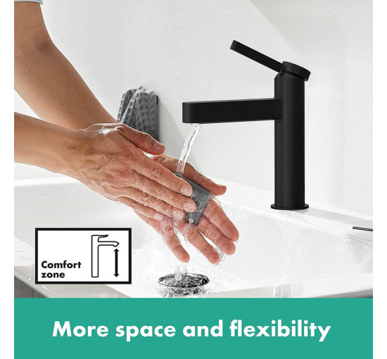 Смеситель для умывальника однорычажный HANSGROHE Finoris черный латунь с донным клапаном 76023670