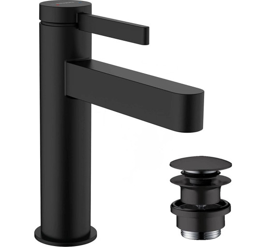 Смеситель для умывальника однорычажный HANSGROHE Finoris черный латунь с донным клапаном 76023670