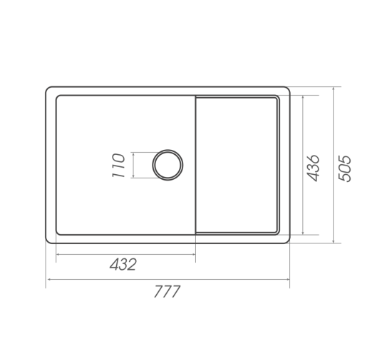 Гранитная мойка для кухни Platinum 7850 CUBE матовая Черный металлик