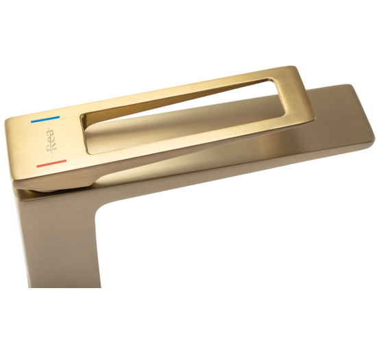 Змішувач для умивальника (раковини) REA PARKER BRUSHED GOLD LOW низький