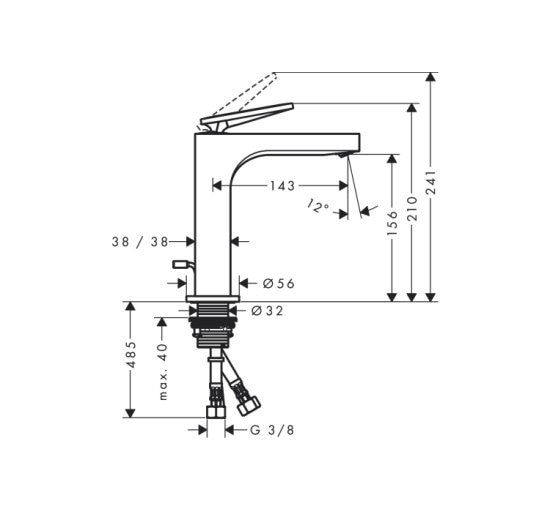 Смеситель Axor Citterio 160 Lever для раковины pop-up Chrome 39023000