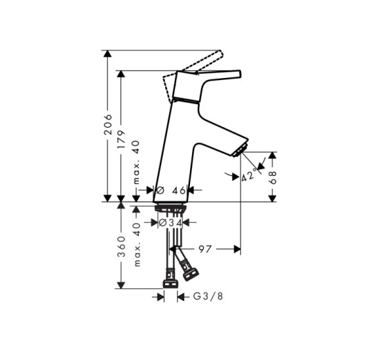 Смеситель Hansgrohe Talis S 80 для умывальника с арматурой push-open (72011000)