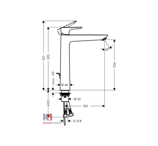 Змішувач Hansgrohe Talis E 240 для умивальника (71716000)