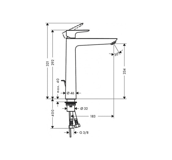 Змішувач Hansgrohe Talis E 240 для умивальника Brushed Black Chrome (71716340)