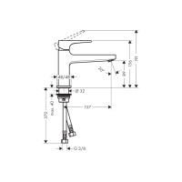 Смеситель Hansgrohe Metropol 100 (157) для умывальника, ручка Loop (74502000) гарнитура push-open
