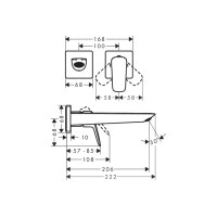 Змішувач Hansgrohe Logis 205 Fine для раковини зі стіни прихованого монтажу Chrome (71256000)