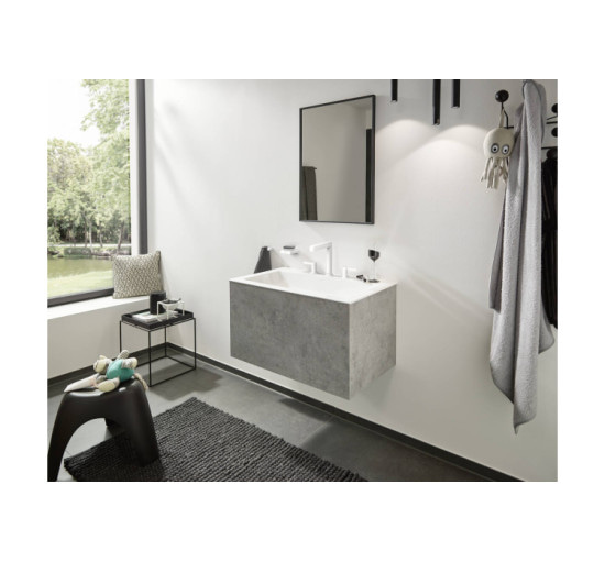 Смеситель Hansgrohe Finoris 160 для умывальника на 3 отверстия с донным клапаном push-open. Matt White (76034700)