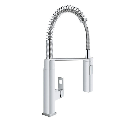 Смеситель на кухню однозахватный с гибким шлангом GROHE EUROCUBE хром латунь 31395DC0