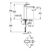 Смеситель для умывальника с высоким изливом GROHE Eurodisc Cosmopolitan хром латунь 23432000