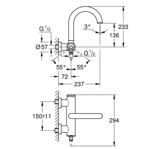 Кран для ванной одновентильный с поворотным изливом GROHE Atrio хром латунь 32652003