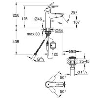 Змішувач для умивальника одноважільний з висувним виливом GROHE Eurosmart хром латунь з донним клапаном 23976003