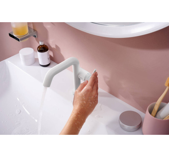 Смеситель hansgrohe Tecturis S CoolStart EcoSmart+ для раковины без сливного гарнитура, белый 73321700
