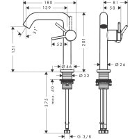 Смеситель hansgrohe Tecturis S CoolStart EcoSmart+ для раковины со сливным гарнитуром, белый 73340700