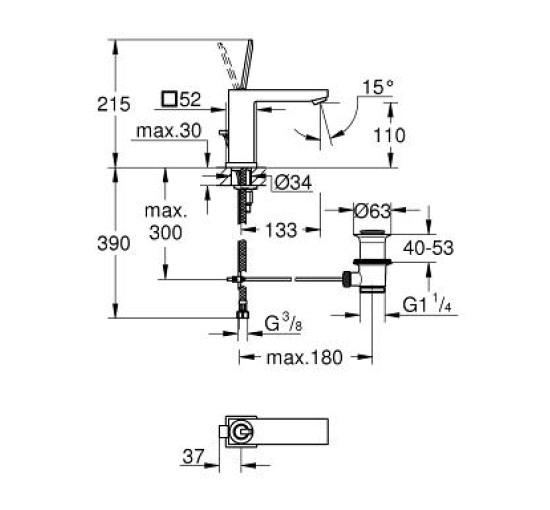 Смеситель для умывальника Grohe Eurocube Joy (23657000)