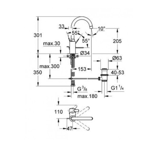 Змішувач для умивальника Grohe Eurosmart Cosmopolitan (32830000)