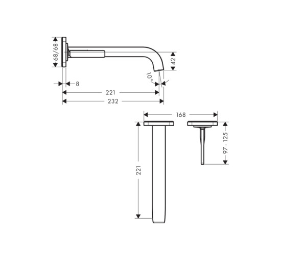 Змішувач Axor Citterio E 221 для раковини зі стіни Brushed Nickel 36106820