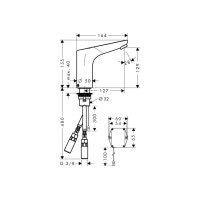 Смеситель Hansgrohe Focus сенсорный для умывальника на батарейки, с регулировкой t* (31171000)