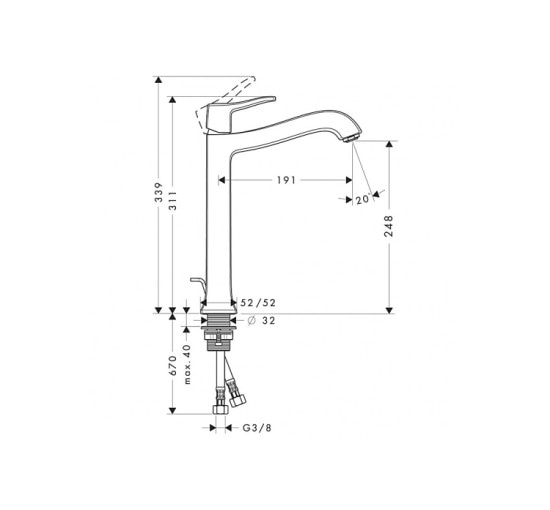 Смеситель Hansgrohe Metropol Classic 250 для умывальника хромированный (31078000)