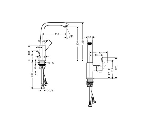 Смеситель Hansgrohe Metris 230 для умывальника с поворотным изливом (31087000)